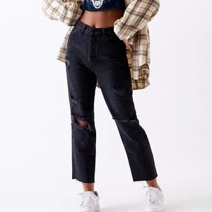 Pacsun High Rise Straight Black Ripped Jeans